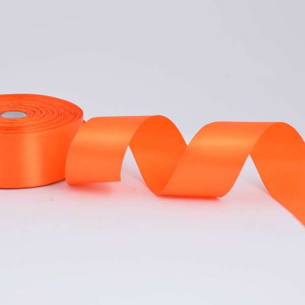 Лента атласная 40мм оранжевая яркая А1-12-025 на метраж (бобина 50яр/174г)