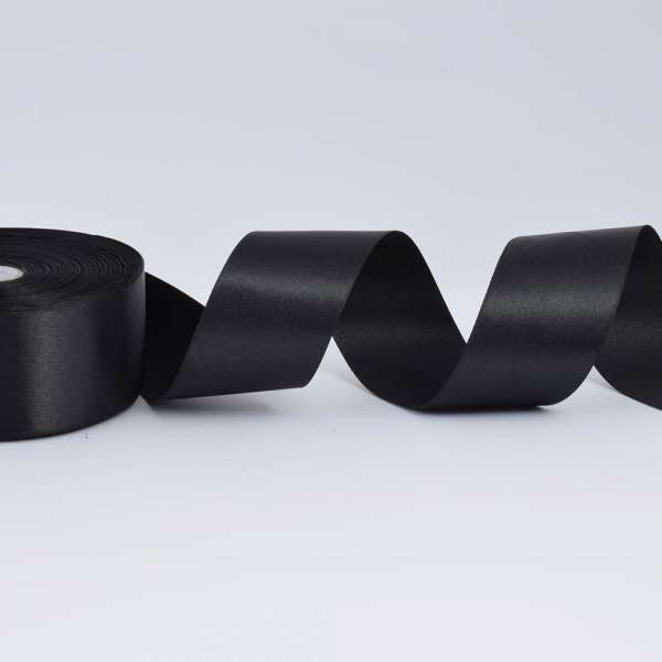 Лента атласная 40мм черная А1-12-039 на метраж (бобина 50яр/174г)