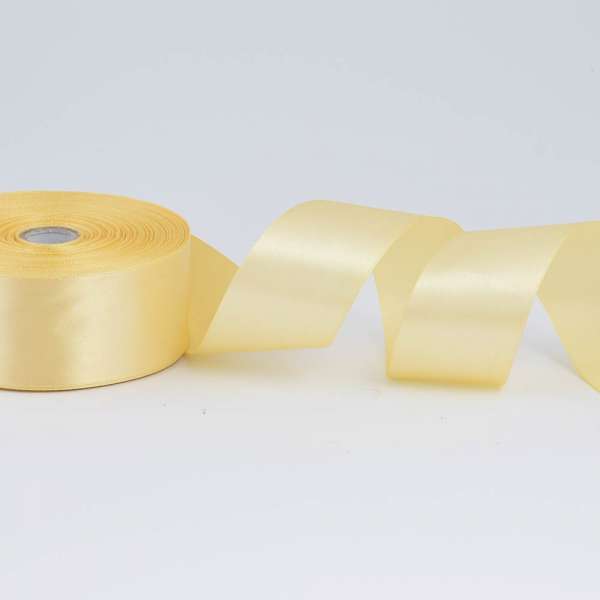 Лента атласная 40мм желтая бледная А1-12-080 на метраж (бобина 50яр/174г)