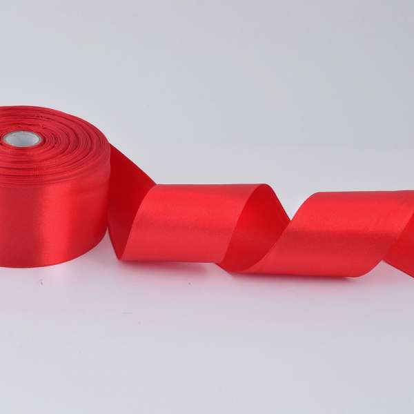 Лента атласная 50мм красная А1-16-026 на метраж (бобина 50яр/231,5г)