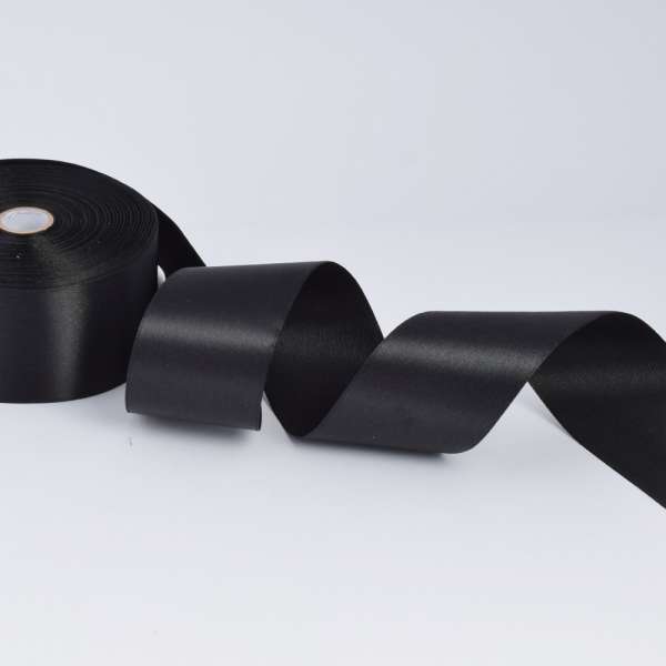 Лента атласная 50мм черная А1-16-039 на метраж (бобина 50яр/231,5г)