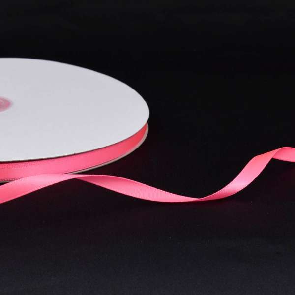 Лента атласная 7мм розовая неон А2-02-035 на метраж (бобина 100яр/115,6г)
