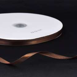 Лента атласная 7мм коричневая темная А2-02-056 на метраж (бобина 100яр/115,6г)