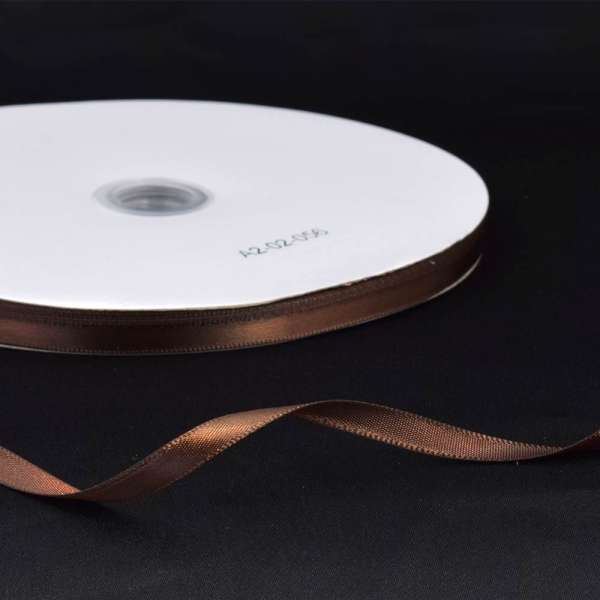 Лента атласная 7мм коричневая темная А2-02-056 на метраж (бобина 100яр/115,6г)