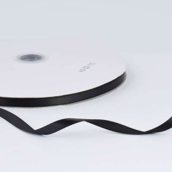 Лента атласная 7мм черная А2-02-110 на метраж (бобина 100яр/115,6г)