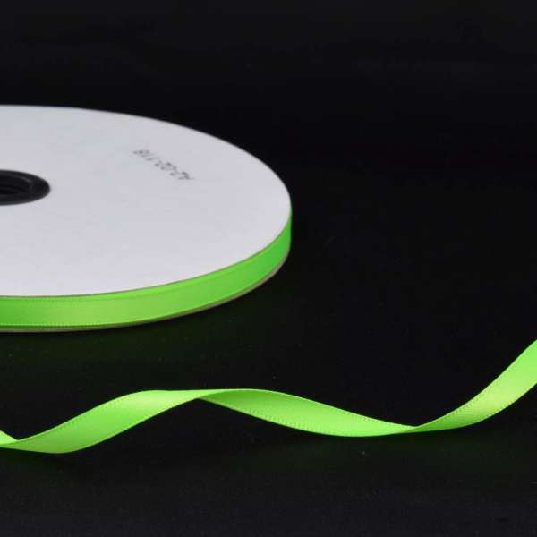 Лента атласная 7мм салатовая неон А2-02-118 на метраж (бобина 100яр/115,6г)