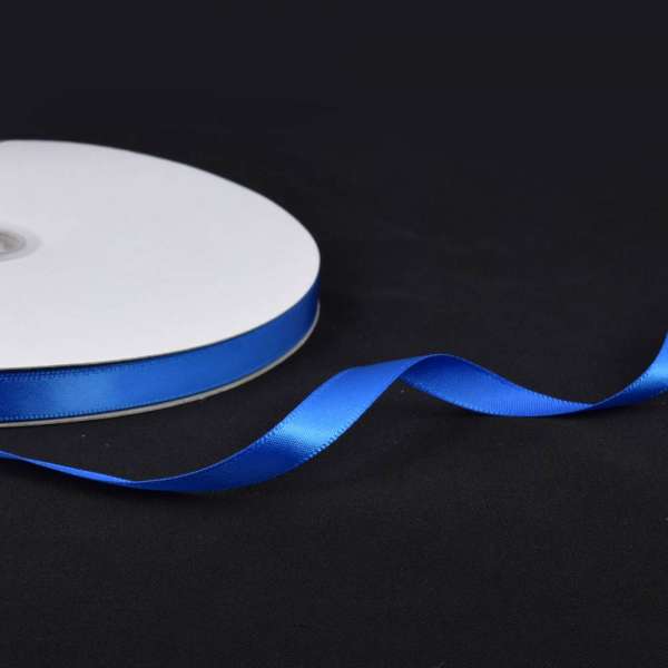 Лента атласная 10мм синяя ультрамарин А2-03-098 на метраж (бобина 100яр/158г)