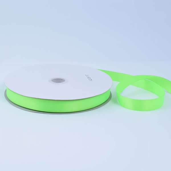 Лента атласная 15мм салатовая неон А2-05-117 на метраж (бобина 100яр/230г)