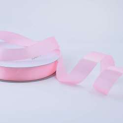 Лента атласная 25мм розовая светлая А2-08-013 на метраж (бобина 100яр/356,5г)