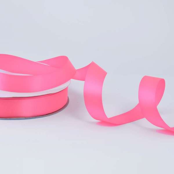 Лента атласная 25мм розовая неон А2-08-035 на метраж (бобина 100яр/356,5г)