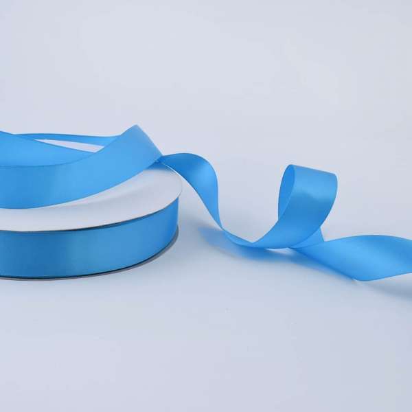 Лента атласная 25мм голубая А2-08-093 на метраж (бобина 100яр/356,5г)