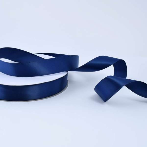 Лента атласная 25мм синяя темная А2-08-101 на метраж (бобина 100яр/356,5г)