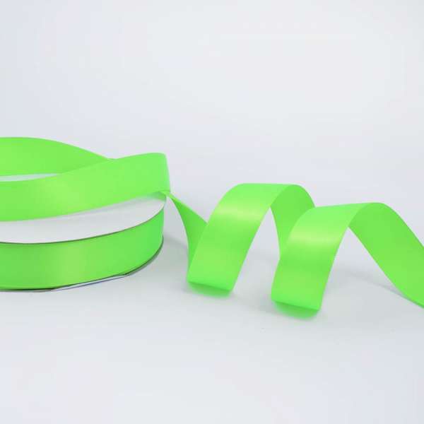 Лента атласная 25мм салатовая неон А2-08-118 на метраж (бобина 100яр/356,5г)