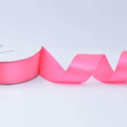 Лента атласная 40мм розовая неон  А2-12-035 на метраж (бобина 100яр/550г)