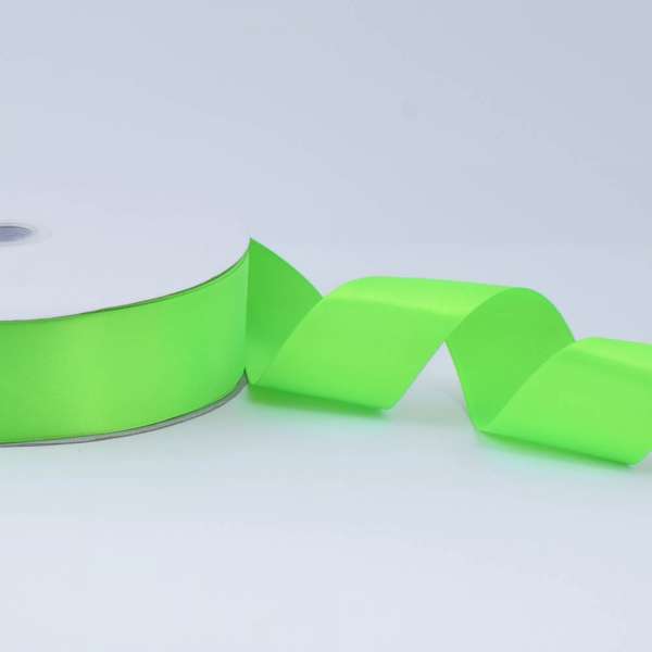 Лента атласная 40мм салатовая неон  А2-12-118 на метраж (бобина 100яр/550г)