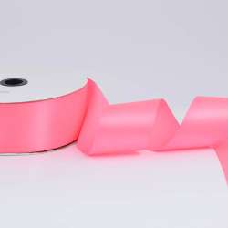 Лента атласная 50мм розовая неон А2-16-035 на метраж (бобина 100яр/715г)