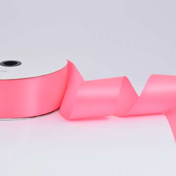 Лента атласная 50мм розовая неон А2-16-035 на метраж (бобина 100яр/715г)