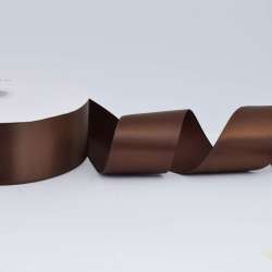Лента атласная 50мм коричневая темная А2-16-056 на метраж (бобина 100яр/715г)