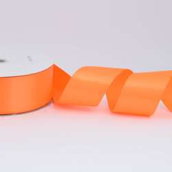 Лента атласная 50мм оранжевая яркая А2-16-070 на метраж (бобина 100яр/715г)