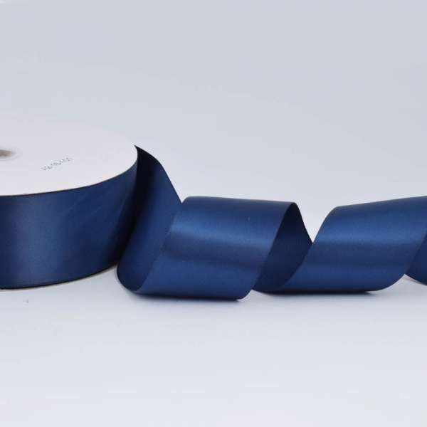 Лента атласная 50мм синяя темная А2-16-101 на метраж (бобина 100яр/715г)