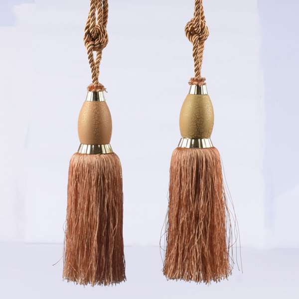 Кисти подхваты для штор верх кракелюр 2 кисти 28 см персиковые